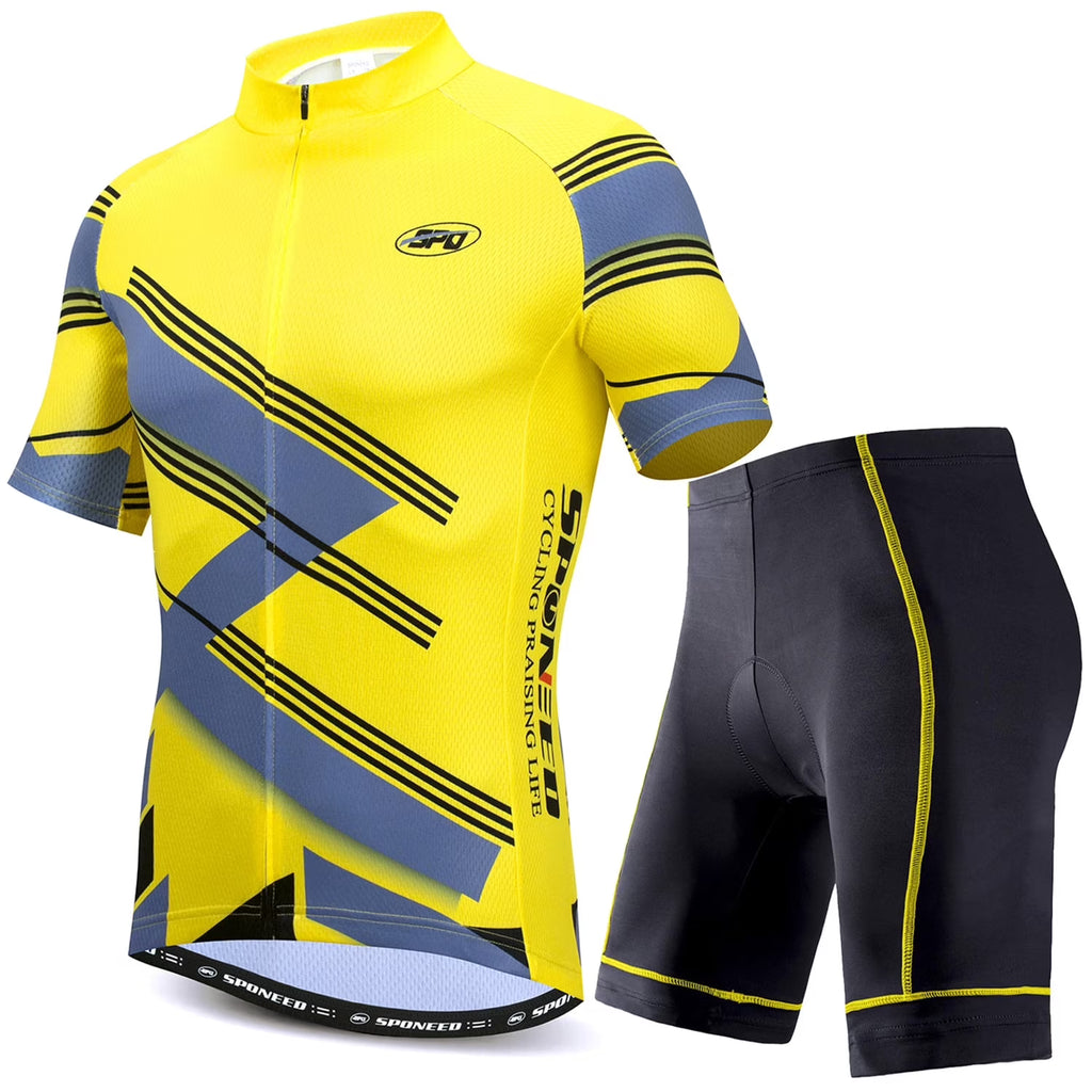 Yellow M Cycling Jersey Short Sleeve Set with Padded Shorts Y4714