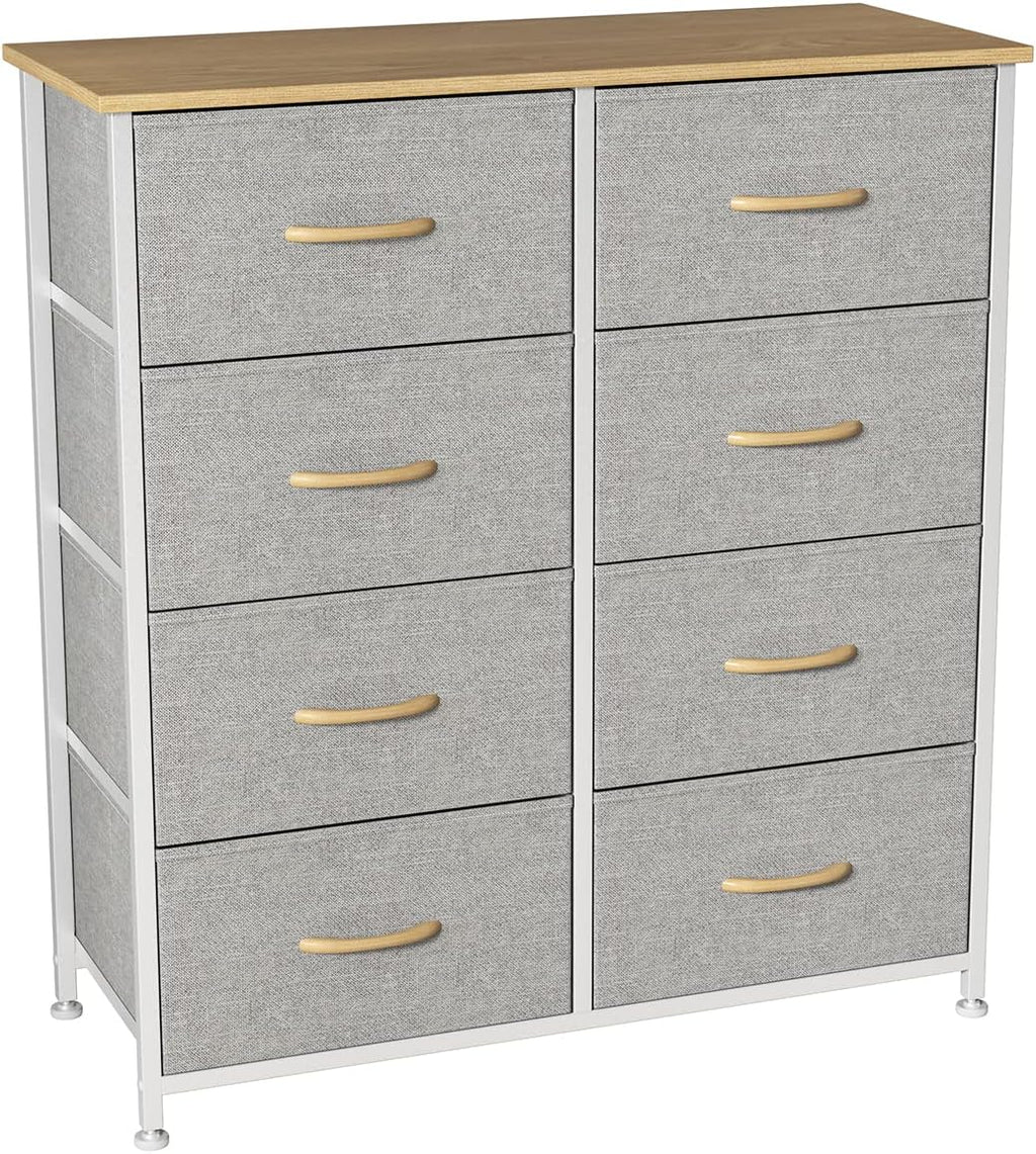 Charcoal Gray/Black 8 Drawer Fabric Dresser O5116
