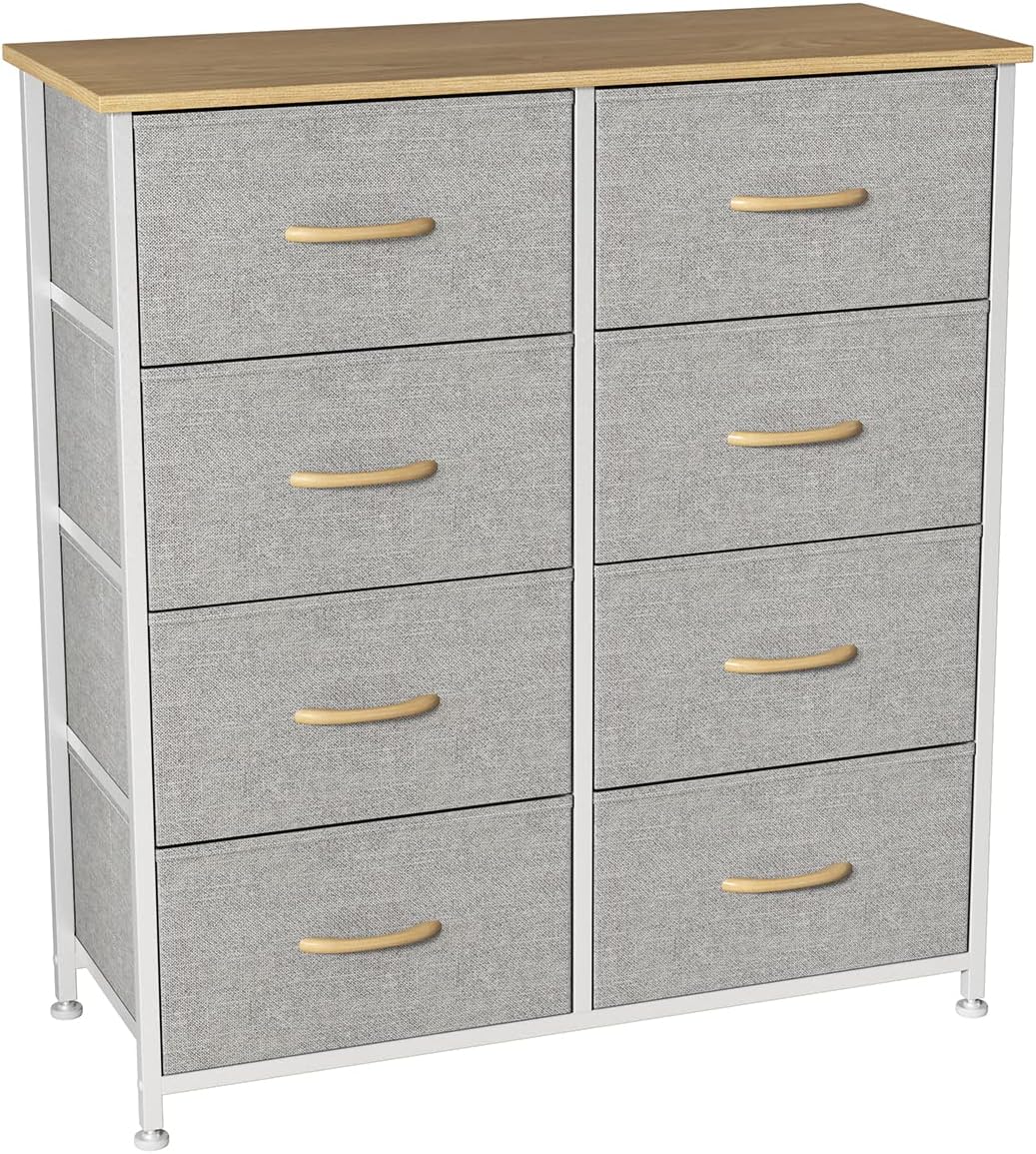 Charcoal Gray/Black 8 Drawer Fabric Dresser O5116