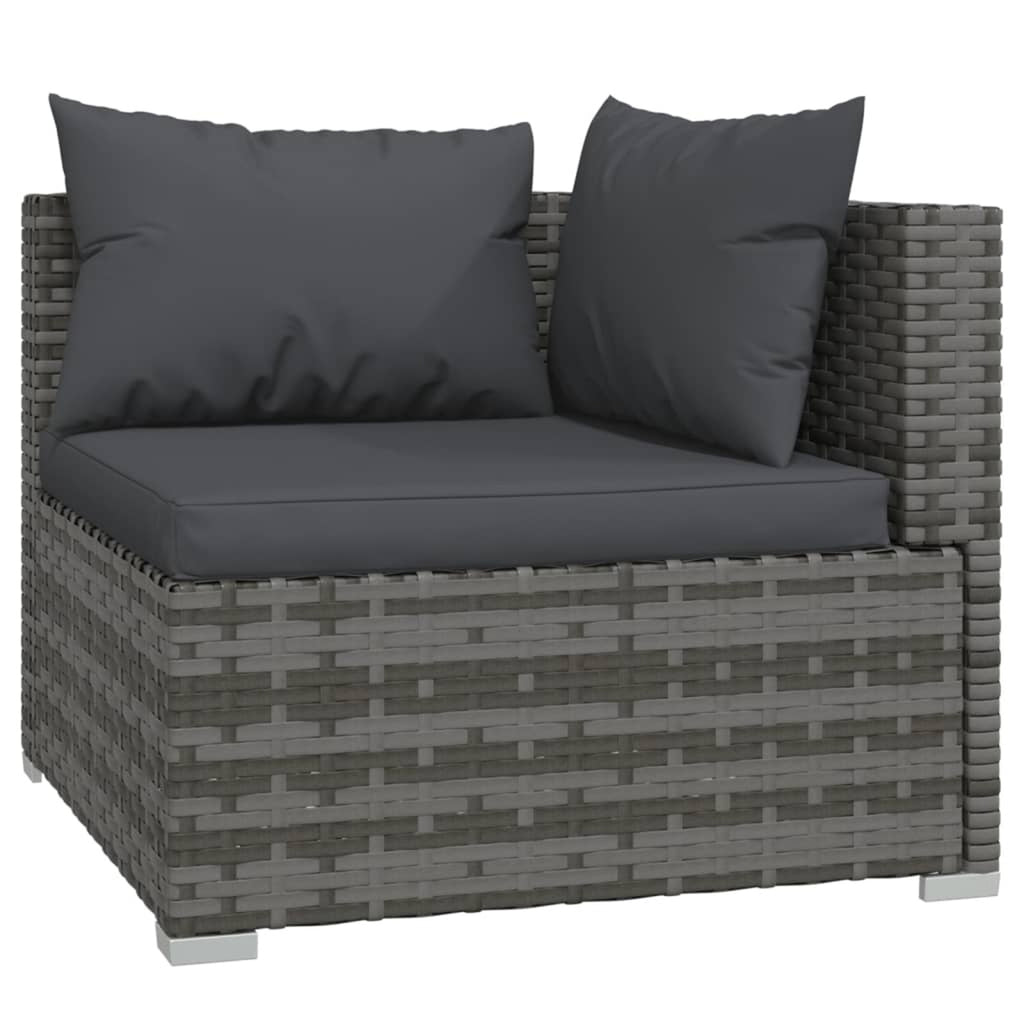 9 Piece Poly Rattan Outdoor Sectional Sofa Set with Anthracite Cushions Steel Frame B6236