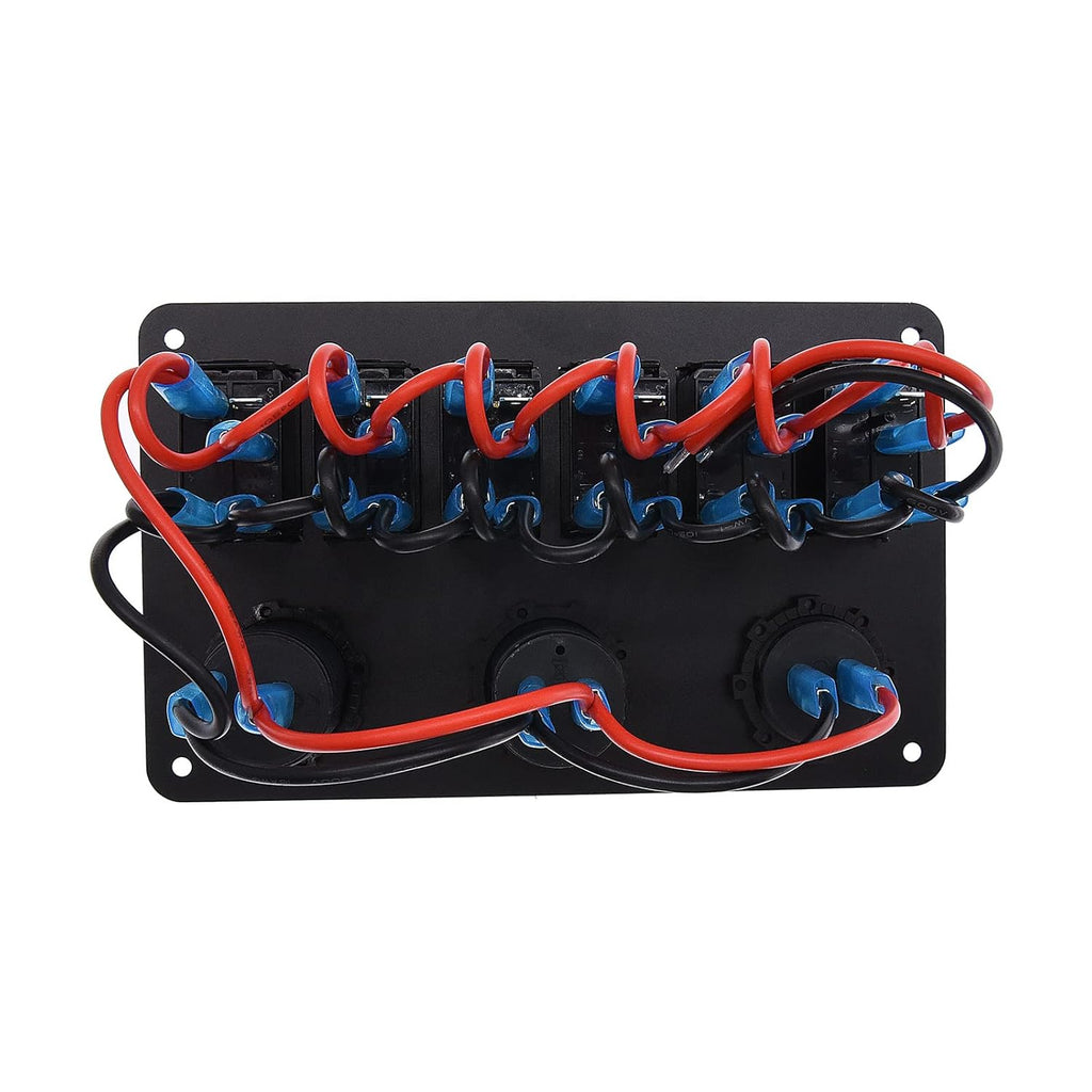 Waterproof Rocker Marine Switch Panel with USB, Blue LED, Pack of 2 A4035