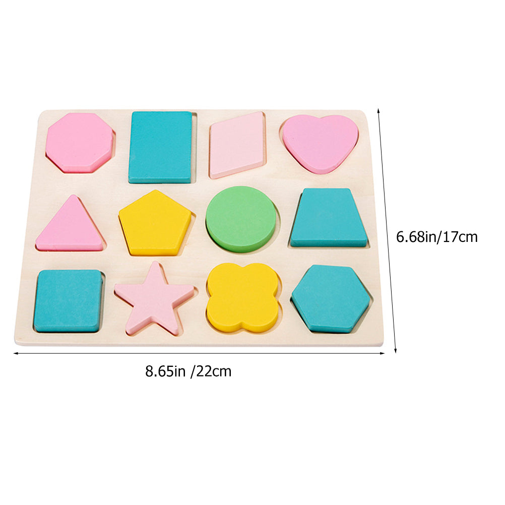 Wooden Puzzles Geometric Shapes Color Learning Toys R85661