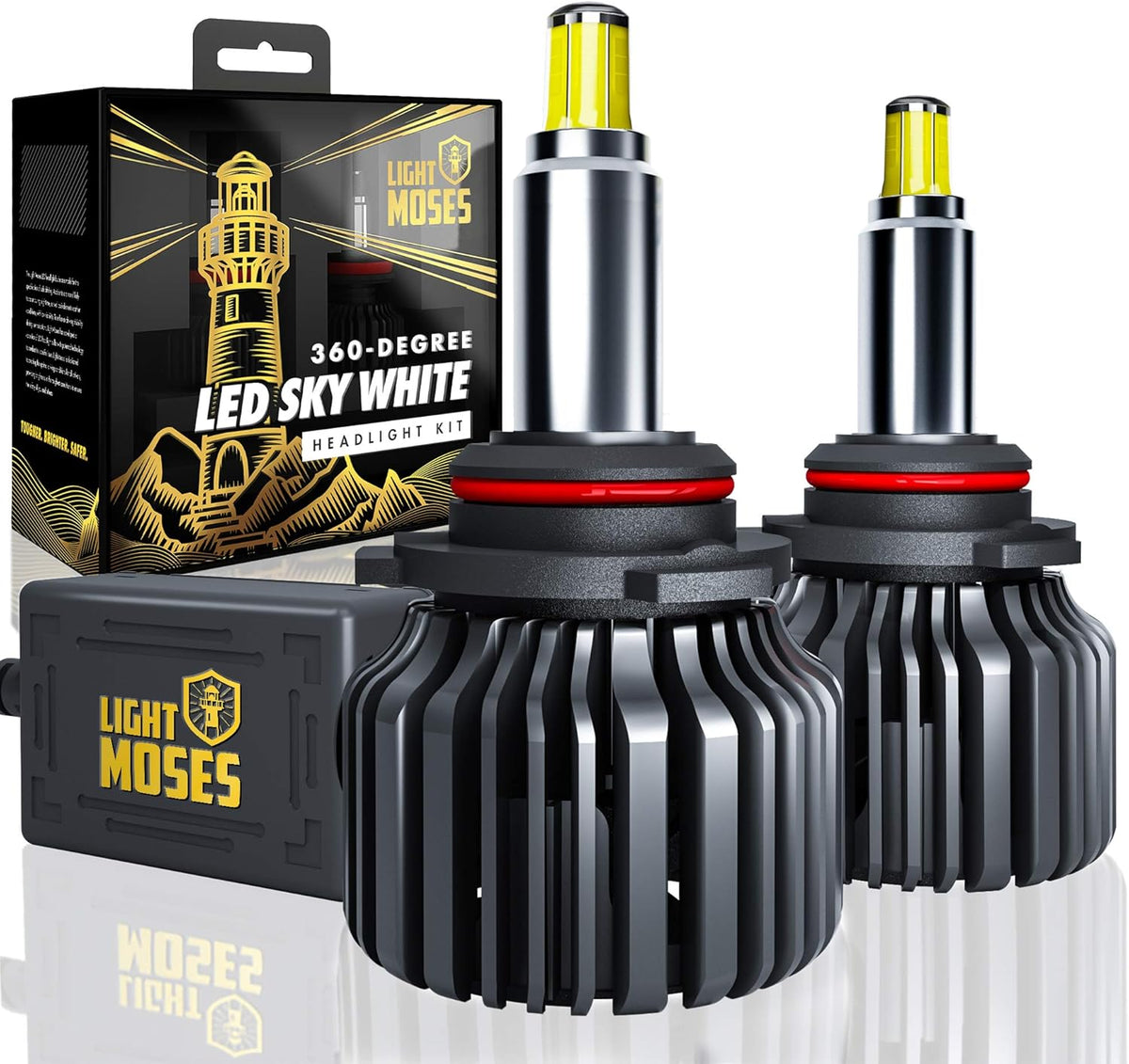 HB3 LED Headlight Bulbs 6,000K Sky White 12,000lm 90W High Low beam Pack of 2 U255