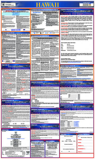 Hawaii Federal Labor Law Poster I2643