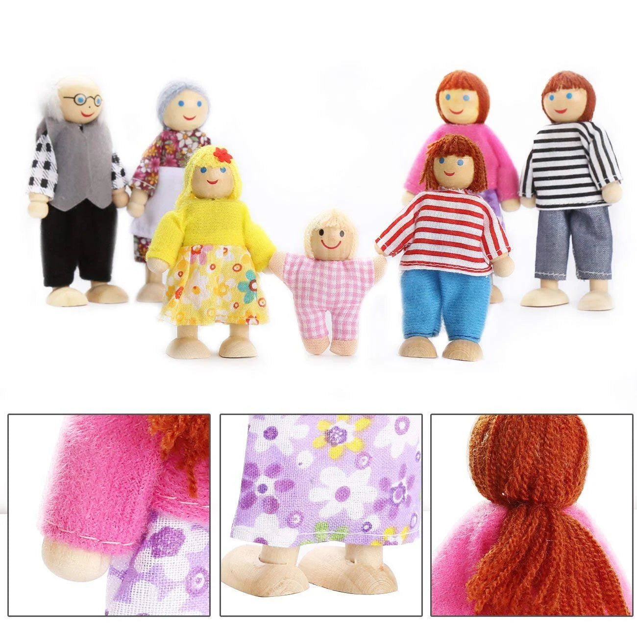 Wooden Dolls Playset Set of 7-Piece K263