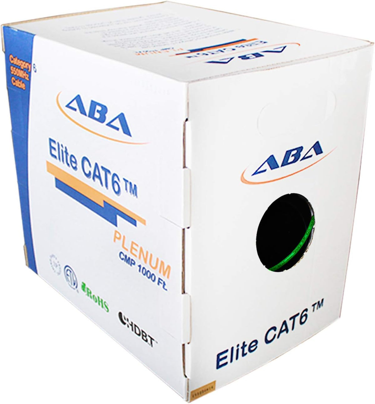 CAT6 Plenum (CMP) Ethernet Cable 1000ft, UTP 23AWG Solid Bare Copper, Blue S231371