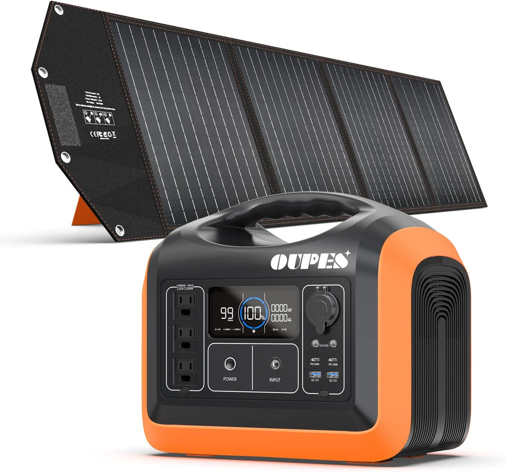 1200W 992Wh Portable Power Station LiFePO4 Battery with 2 X100W Solar Panel P55112