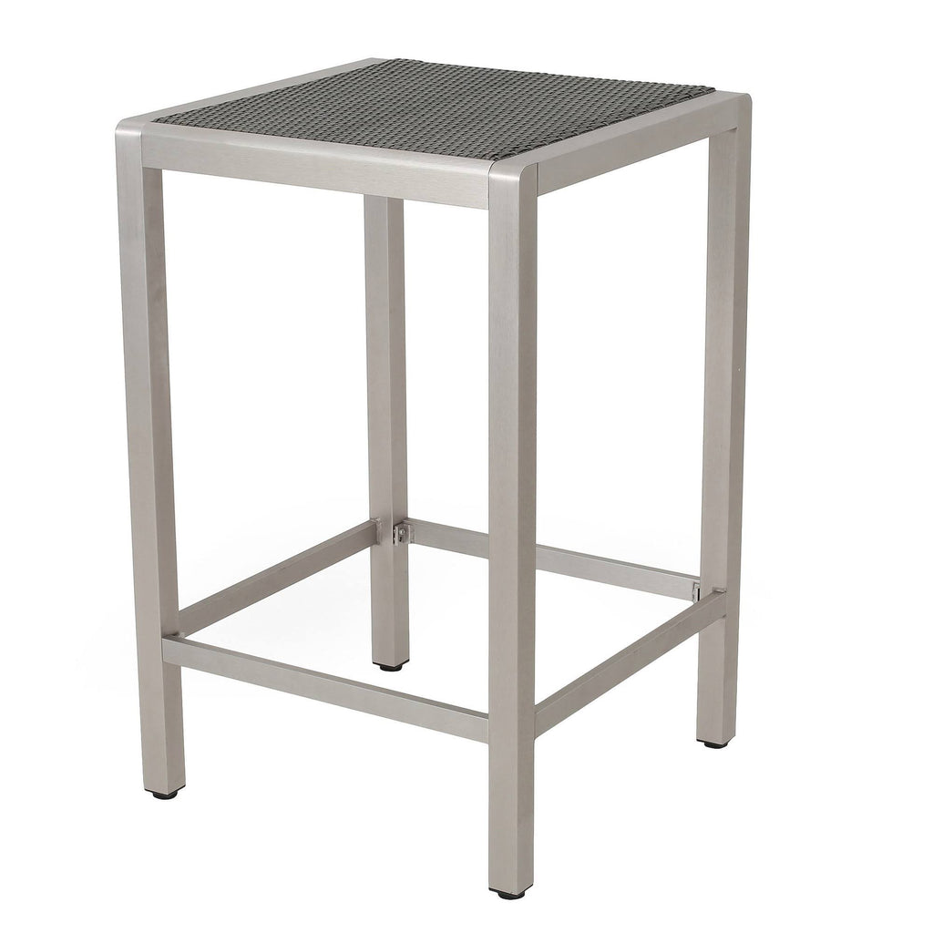 Gray Square Aluminum and Wicker Bar Table F400585