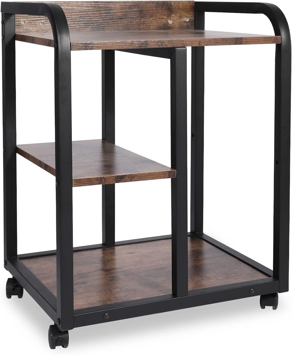 Brown 3 Tier Rolling Printer Cart with Storage L9552