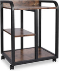 Brown 3 Tier Rolling Printer Cart with Storage L9552