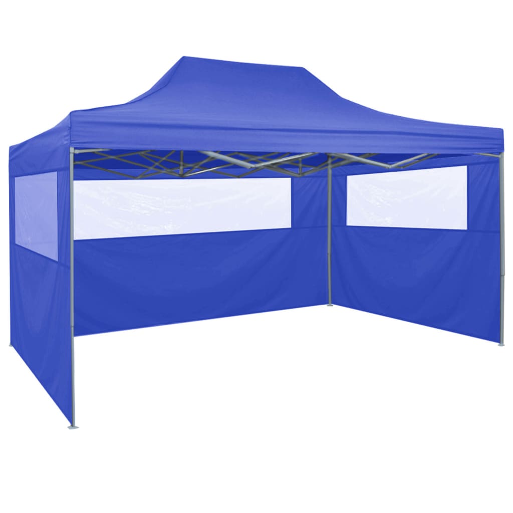 Folding Party Tent with 4 Sidewalls Steel Blue K479197