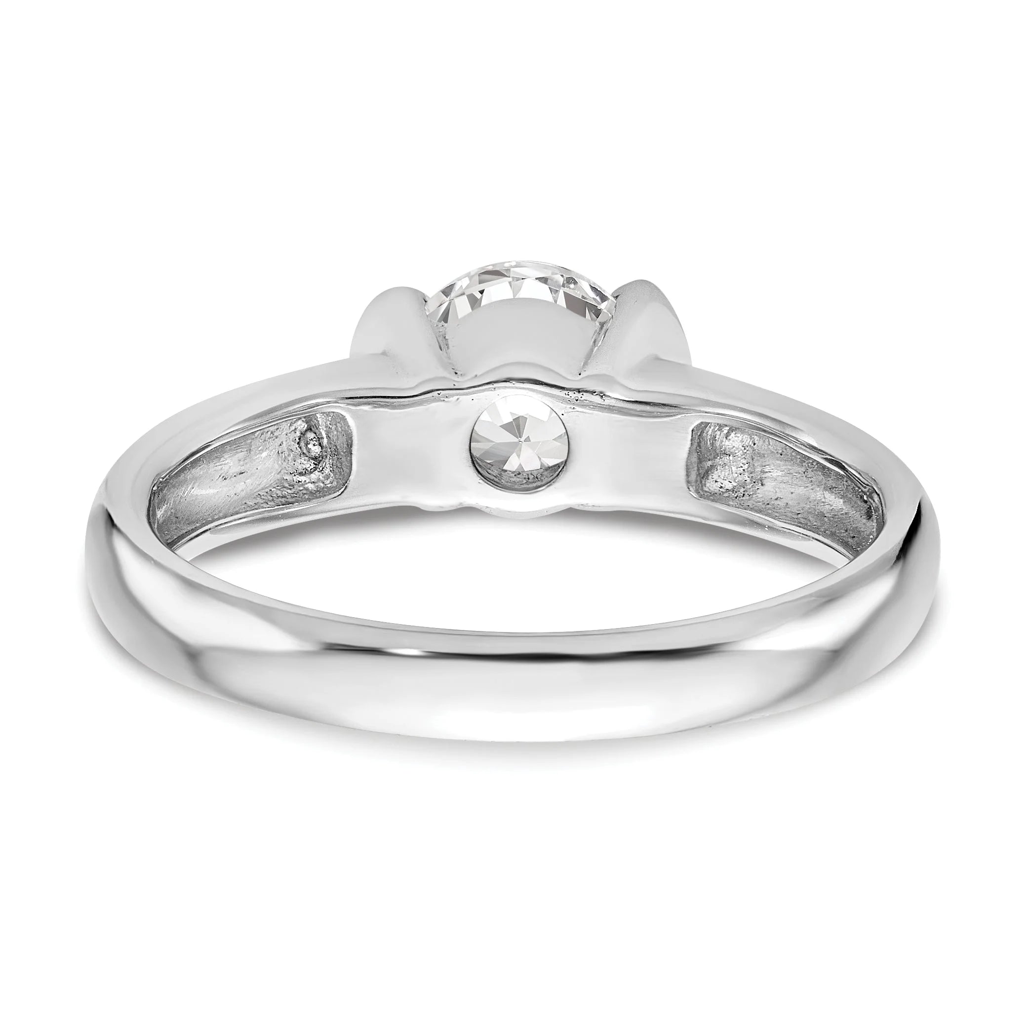 14K White Gold Round Bezel Solitaire Engagement Ring Y109951