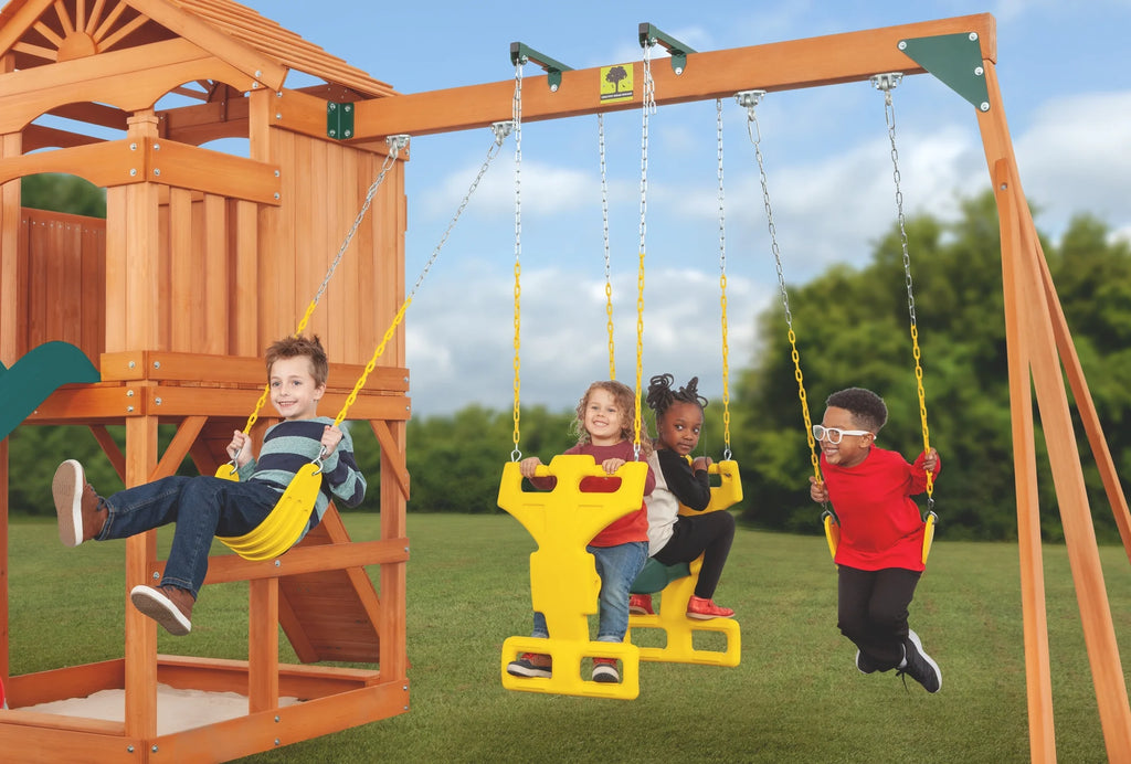 Wooden Playset with Slide and Swing I805179