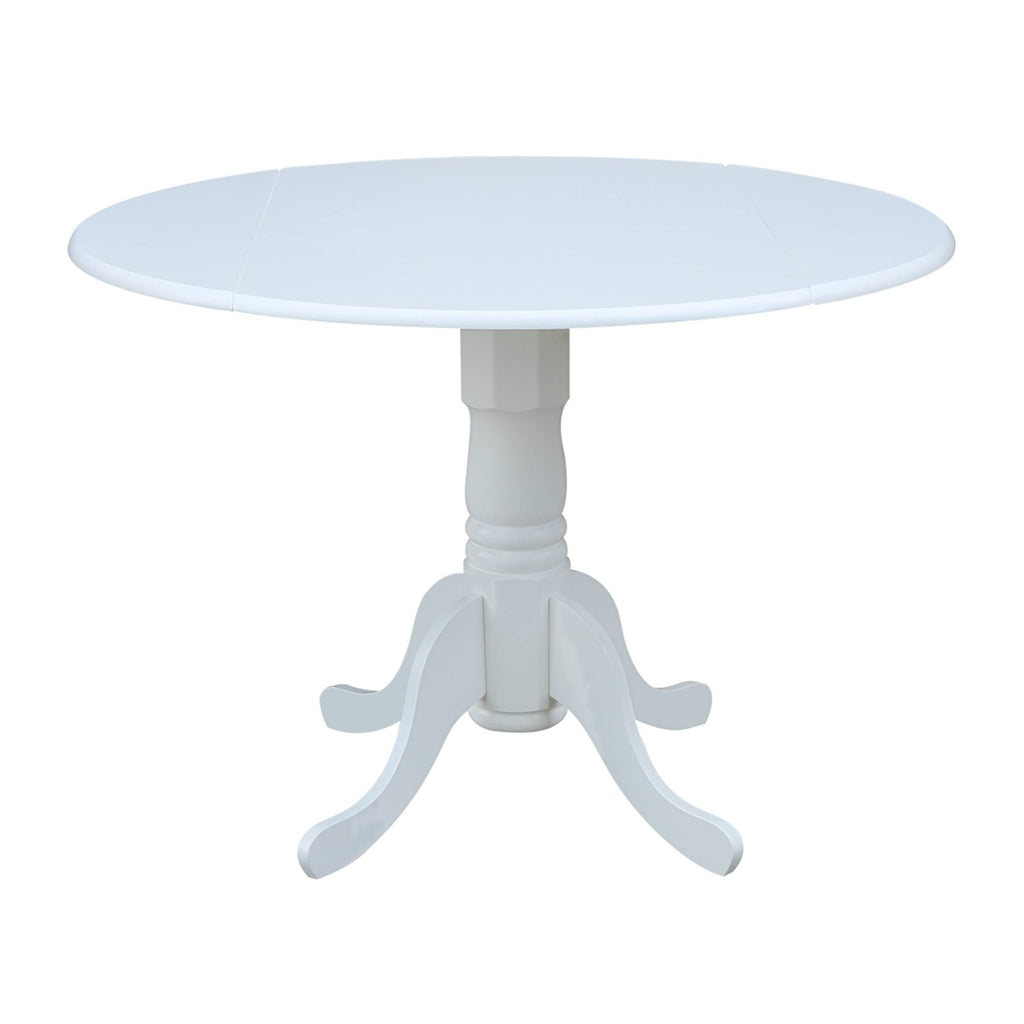 White Round Dual Drop Leaf Pedestal Table U280
