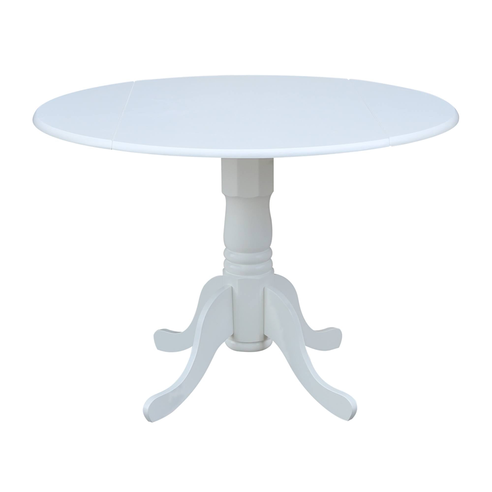 White Round Dual Drop Leaf Pedestal Table U280
