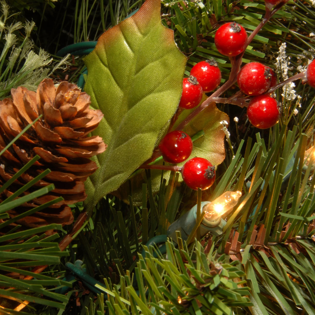 Pre-Lit Artificial Christmas Garland, Green, White Lights, 9 Feet A51330