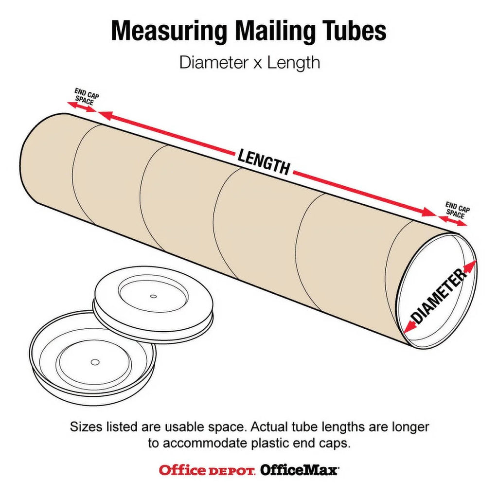 Kraft Mailing Tubes with Caps, 3x38, 24/CS J61781