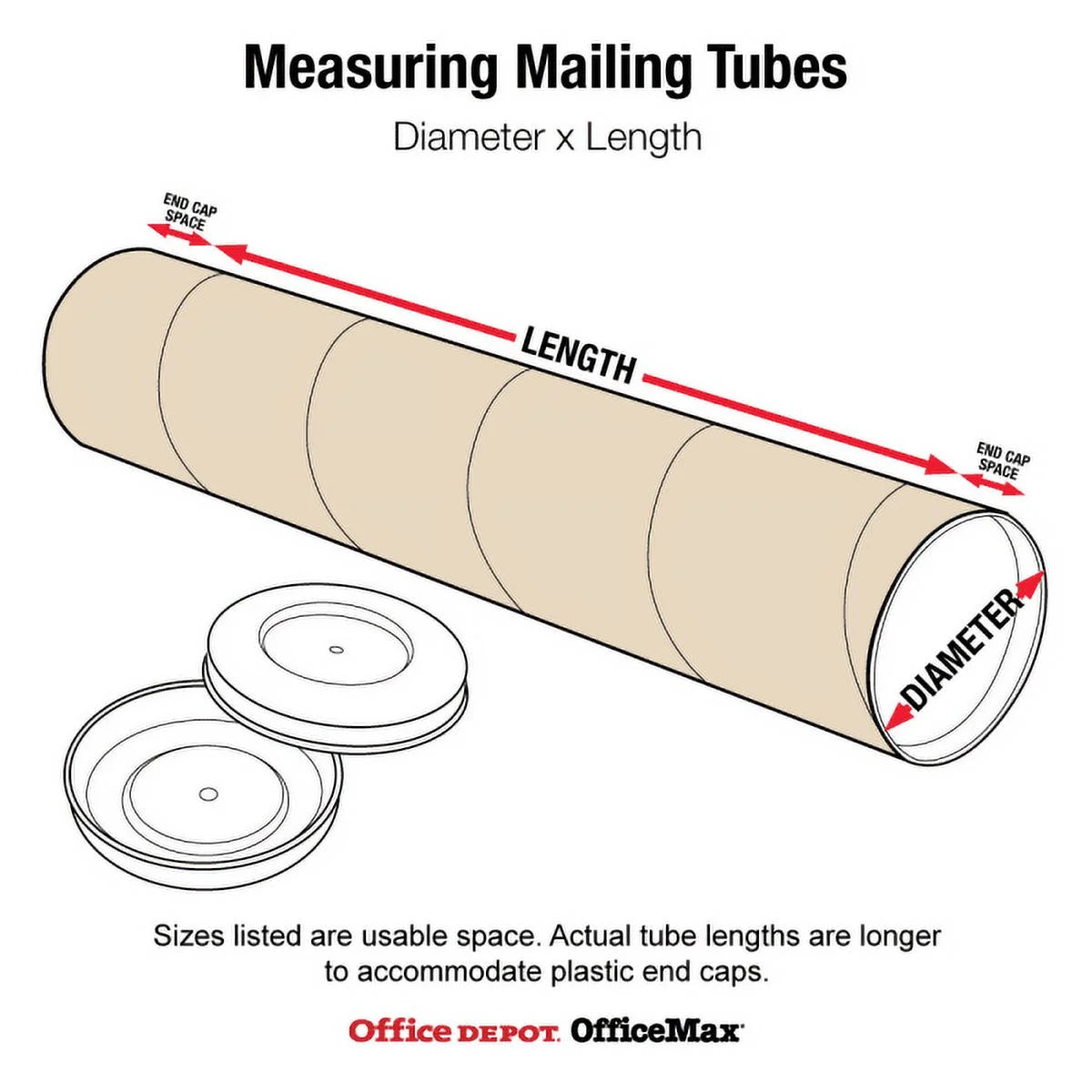 Kraft Mailing Tubes with Caps, 3x38, 24/CS J61781