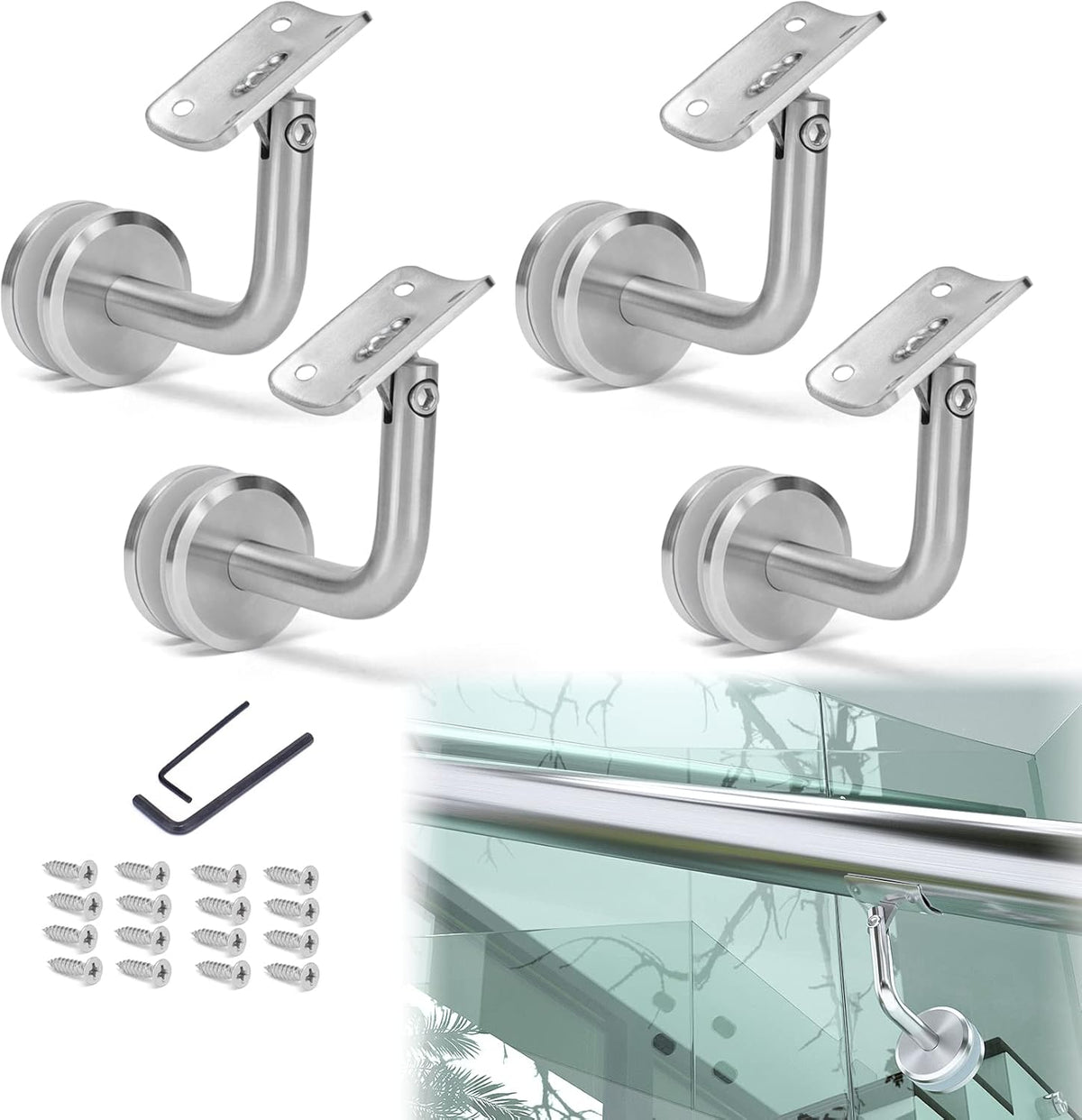 4Pack Adjustable Stainless Steel Handrail Brackets K994