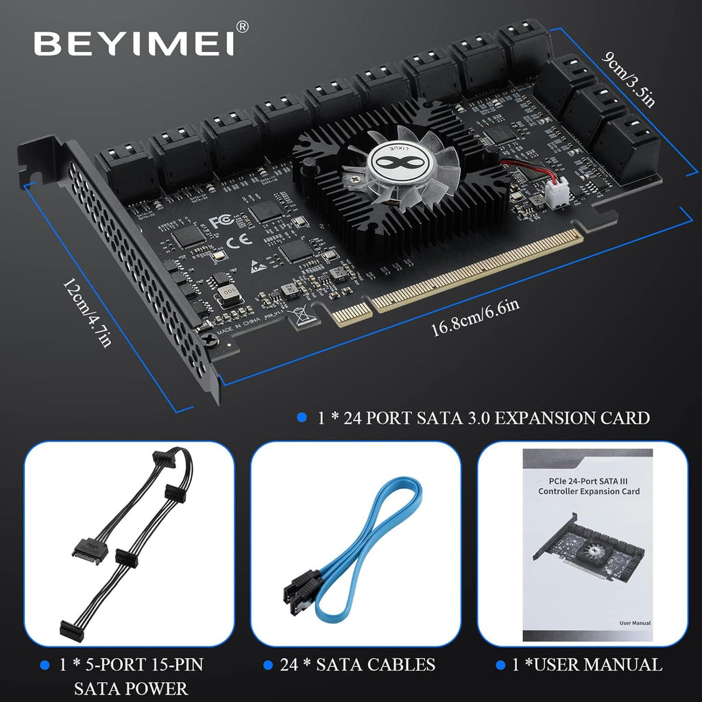 PCIE 16X SATA Card 24 Ports, 6 Gbit/s SATA 3.0 PCIe Card G12385
