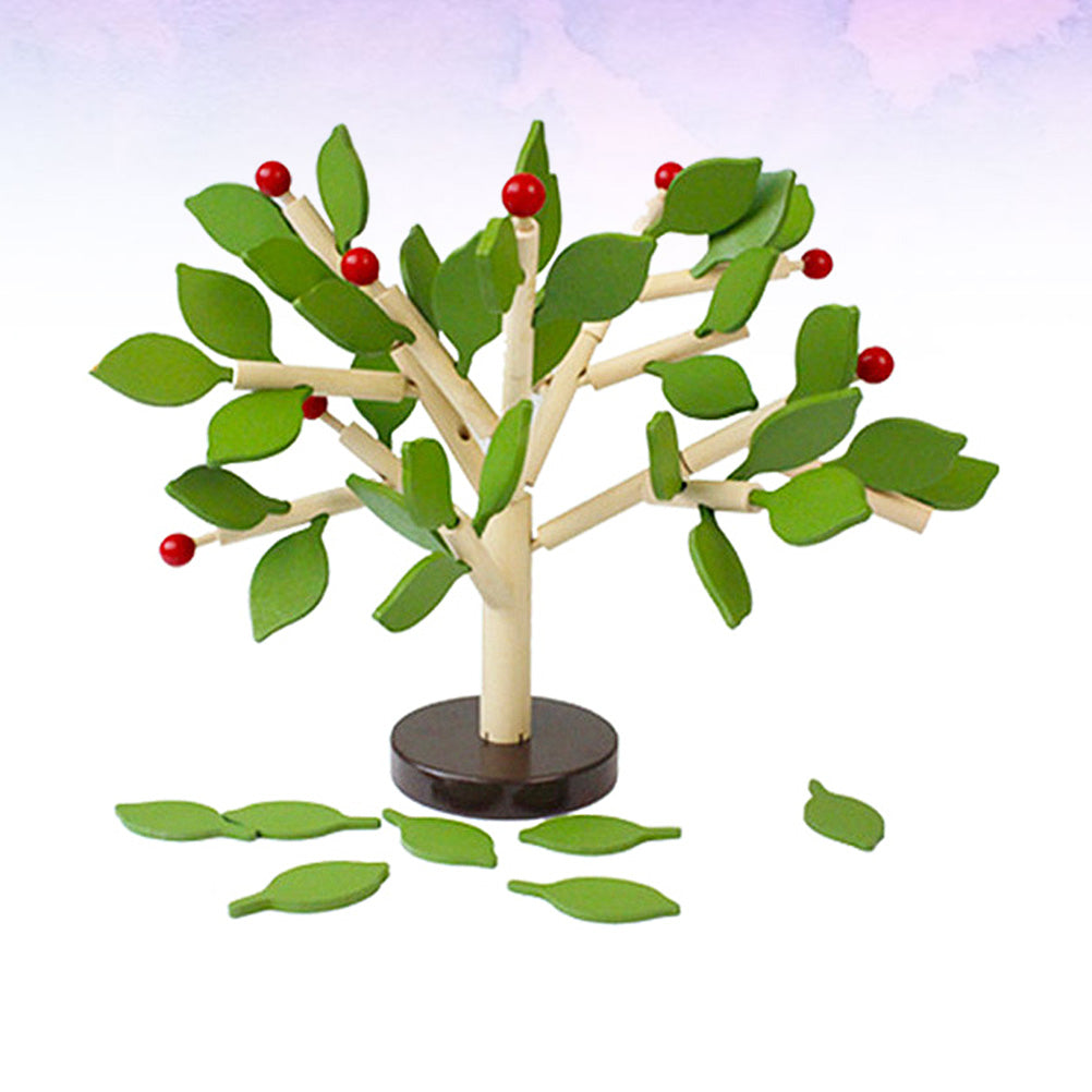 Creative Wooden Tree Blocks with Leaves 3D Building Set Toy J898