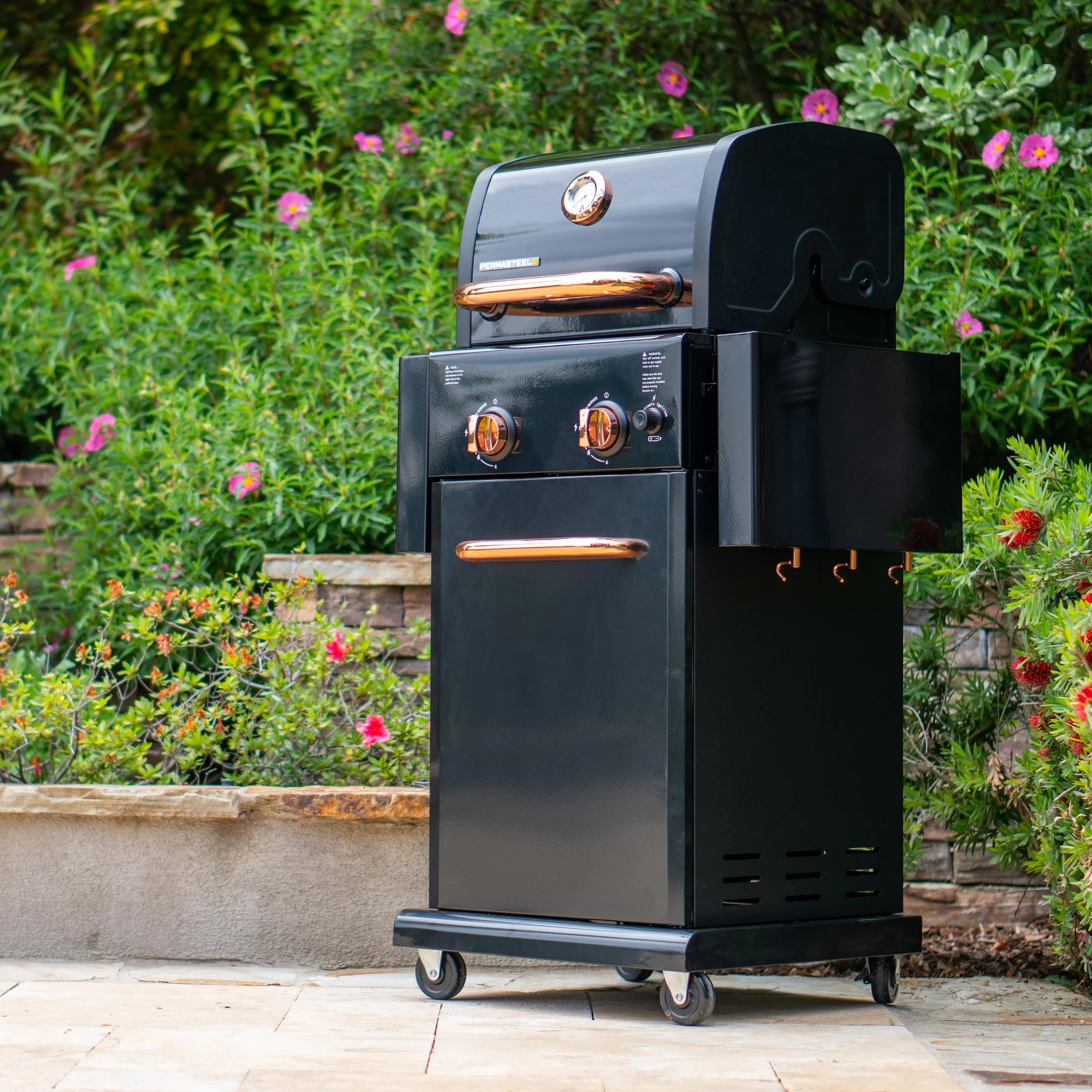 Black 2-Burner Compact Propane Gas Grill with Foldable Sides V510883