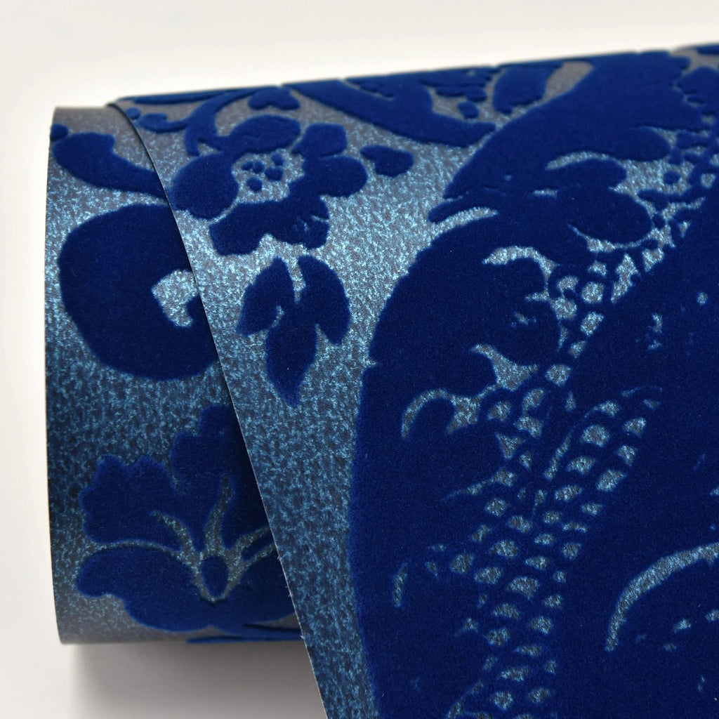 Shadow Blue Damask Wallpaper A824