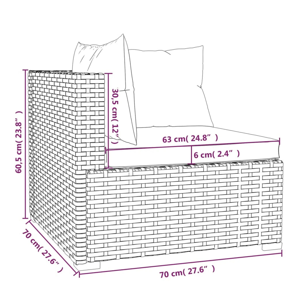 9 Piece Poly Rattan Outdoor Sectional Sofa Set with Anthracite Cushions Steel Frame B6236