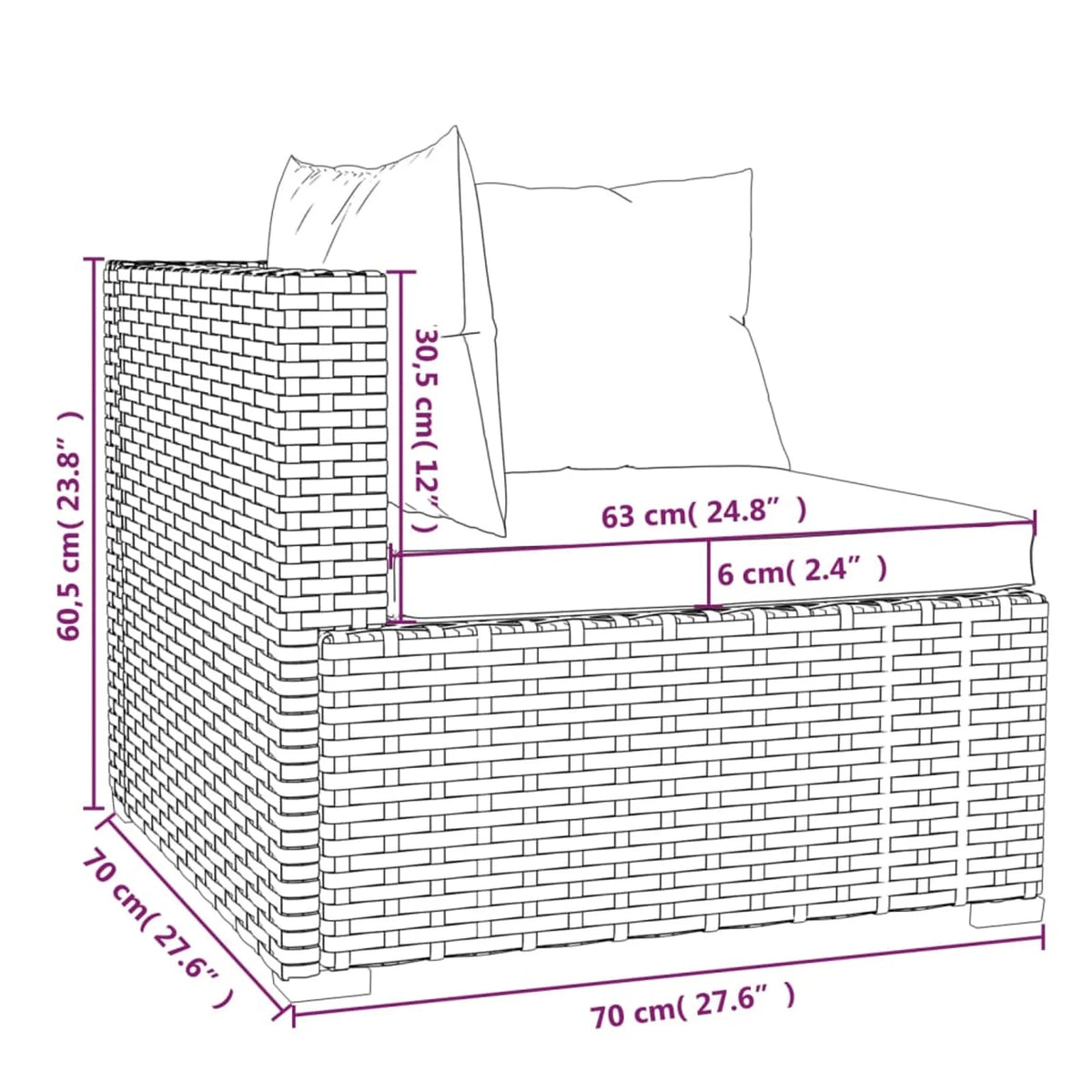9 Piece Poly Rattan Outdoor Sectional Sofa Set with Anthracite Cushions Steel Frame B6236