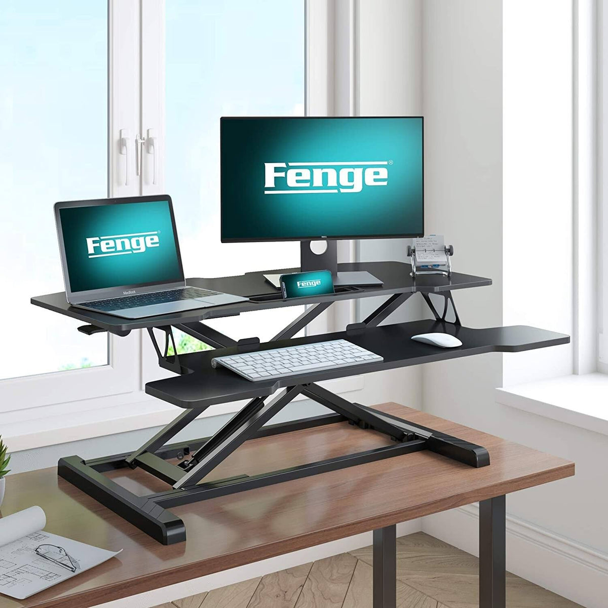 36x22 Height Adjustable Standing Desk Converter - Black W293679
