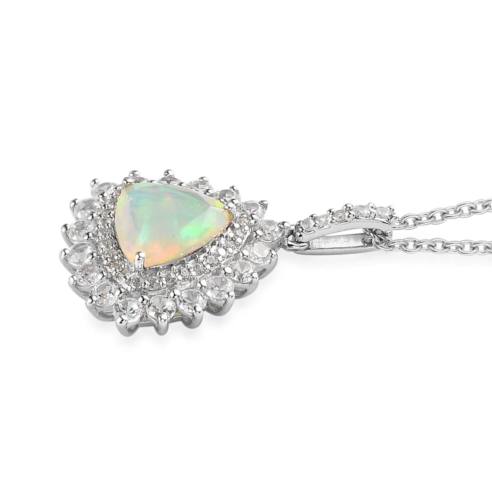 Natural Ethiopian Welo Opal 925 Sterling Silver Pendant Necklace I3242