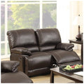 Dark Brown Pine Wood Reclining Loveseat G778307