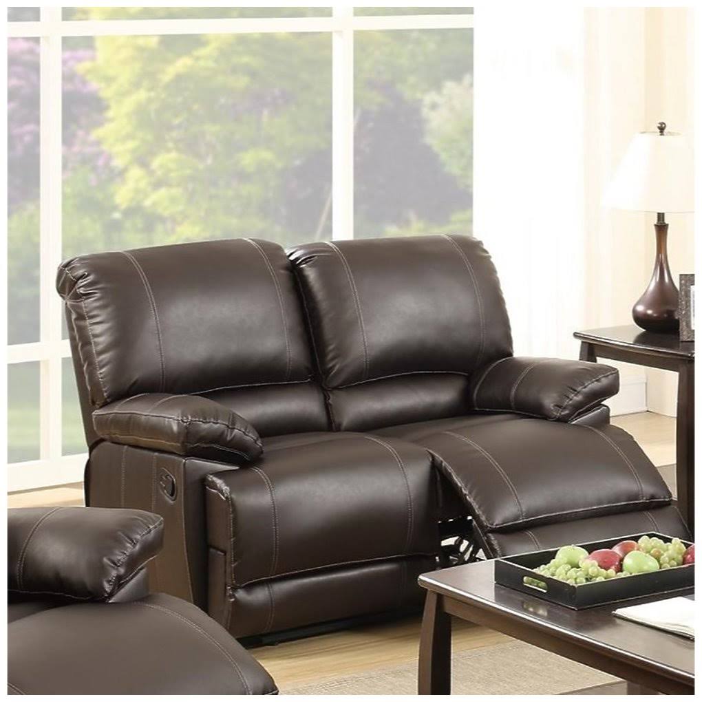 Dark Brown Pine Wood Reclining Loveseat G778307