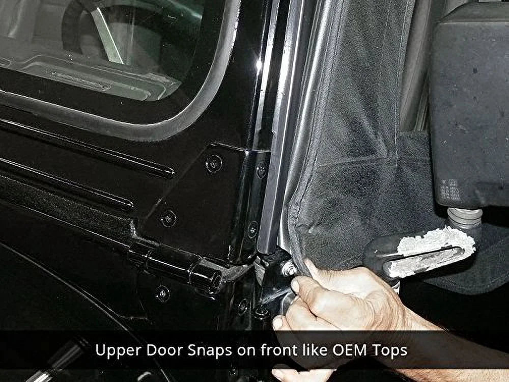 Black Denim Vinyl 2 Door Jeep Soft Top with Rear Plastic Tinted Windows J97458