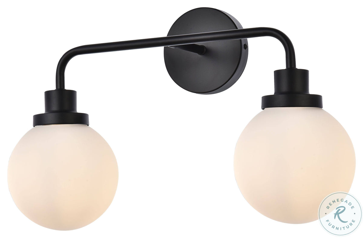 Black 2 Lights Bath Sconce with Frosted Shade K45677