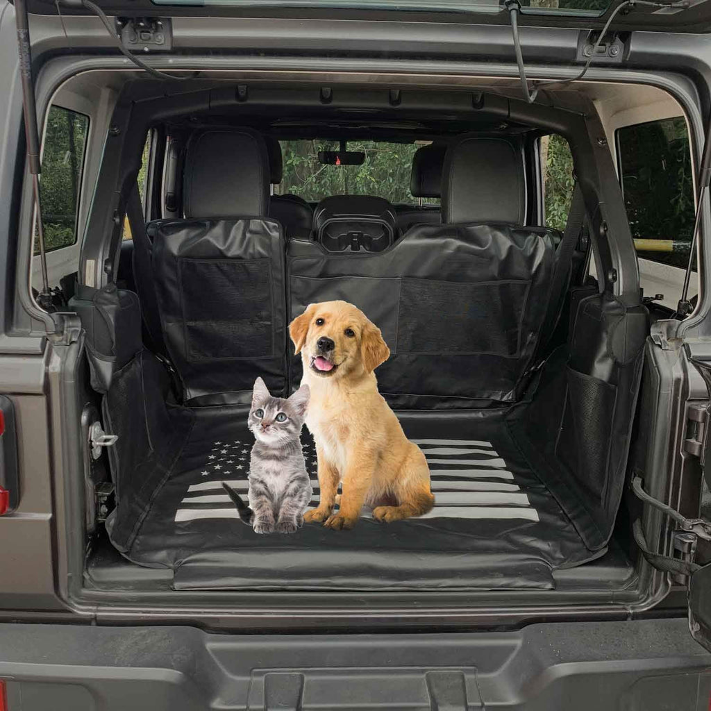 Waterproof Dog Cargo Cover Mat with Corner Protector Washable Durable Pet Trunk Cargo Liner (Black US Flag) G130