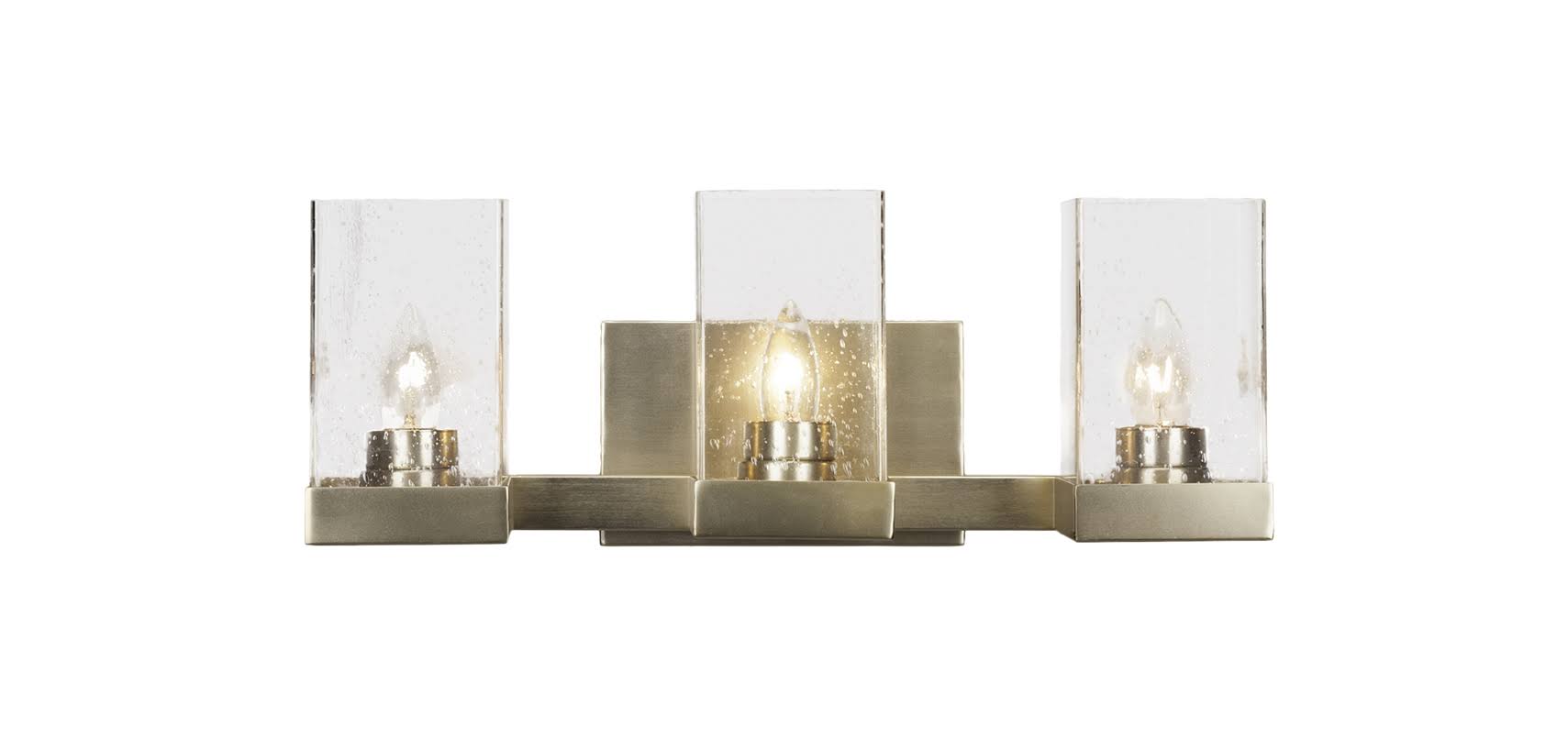 Three Light Bath Bar with Clear Bubble Glass V22899