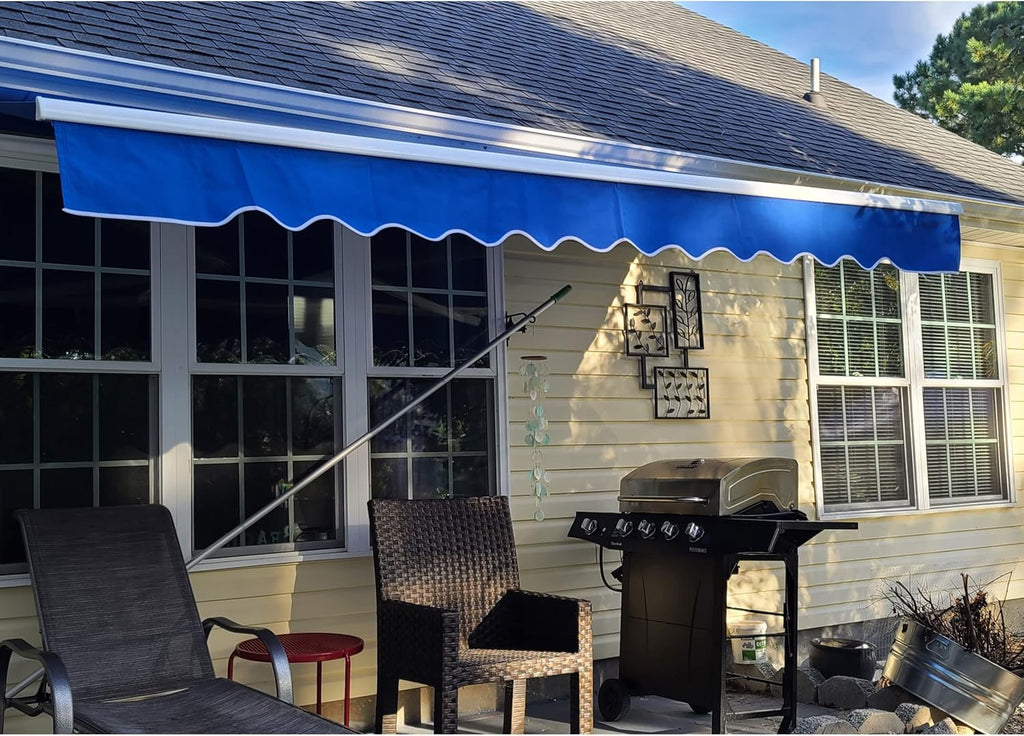 12 x 10 Feet Blue Retractable Patio Awning M2114