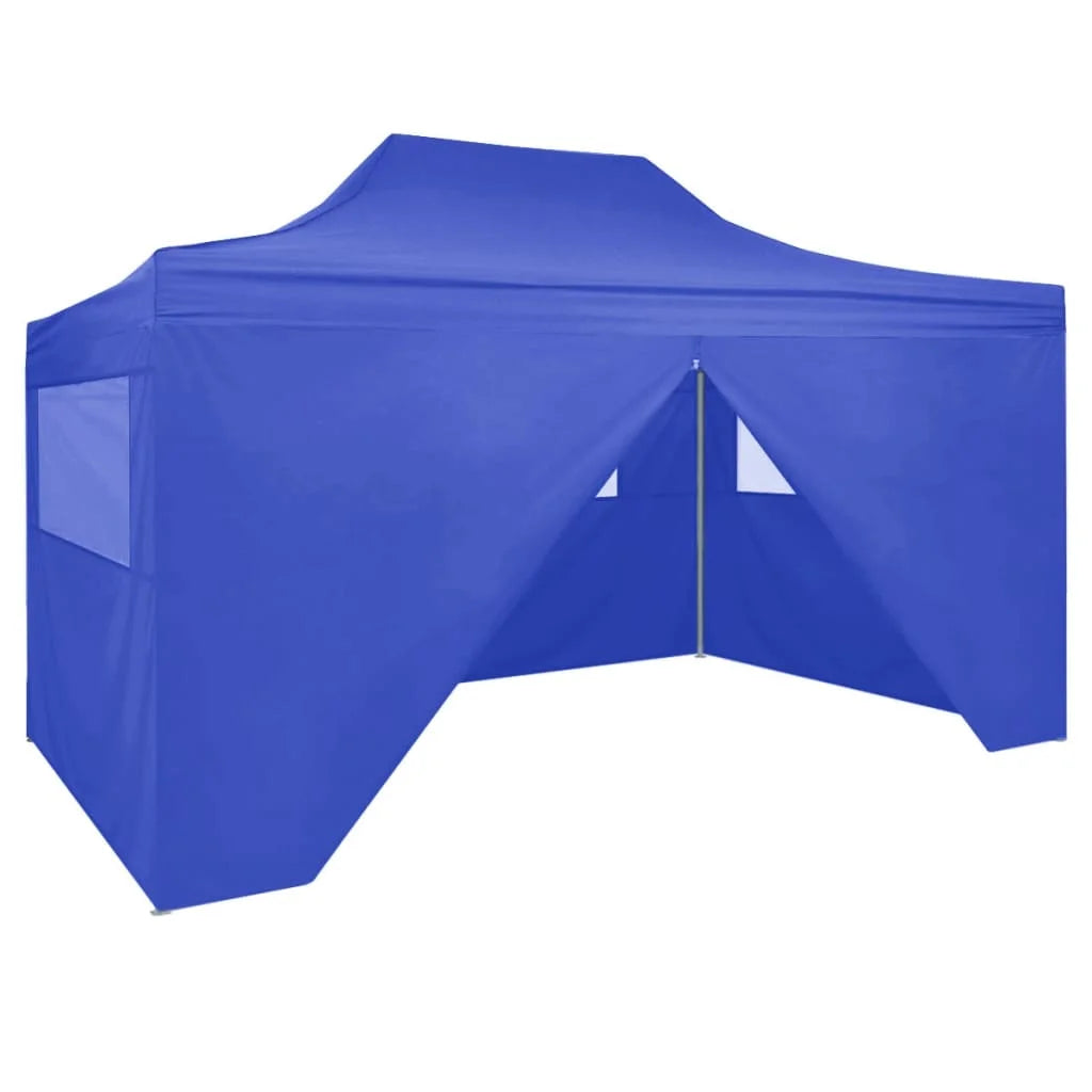 Folding Party Tent with 4 Sidewalls Steel Blue K479197