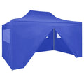 Folding Party Tent with 4 Sidewalls Steel Blue K479197