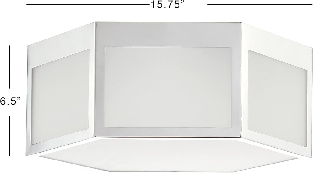 15.75" Hexagon Metal Frosted Glass LED Flush Mount C48029