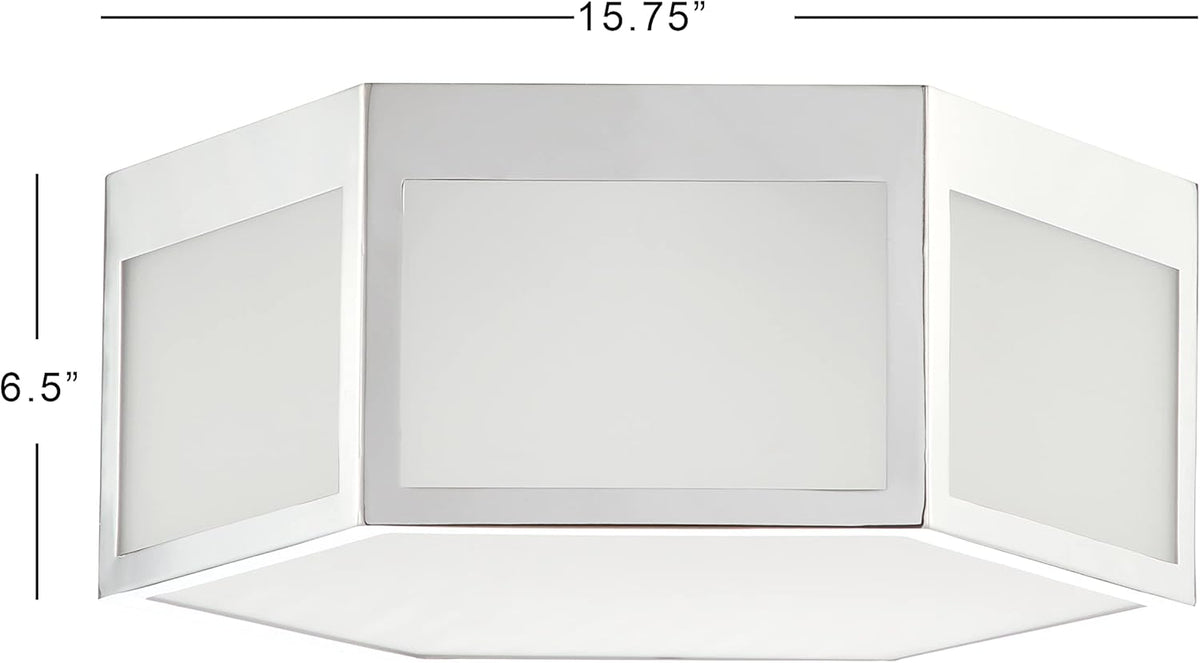 15.75" Hexagon Metal Frosted Glass LED Flush Mount C48029