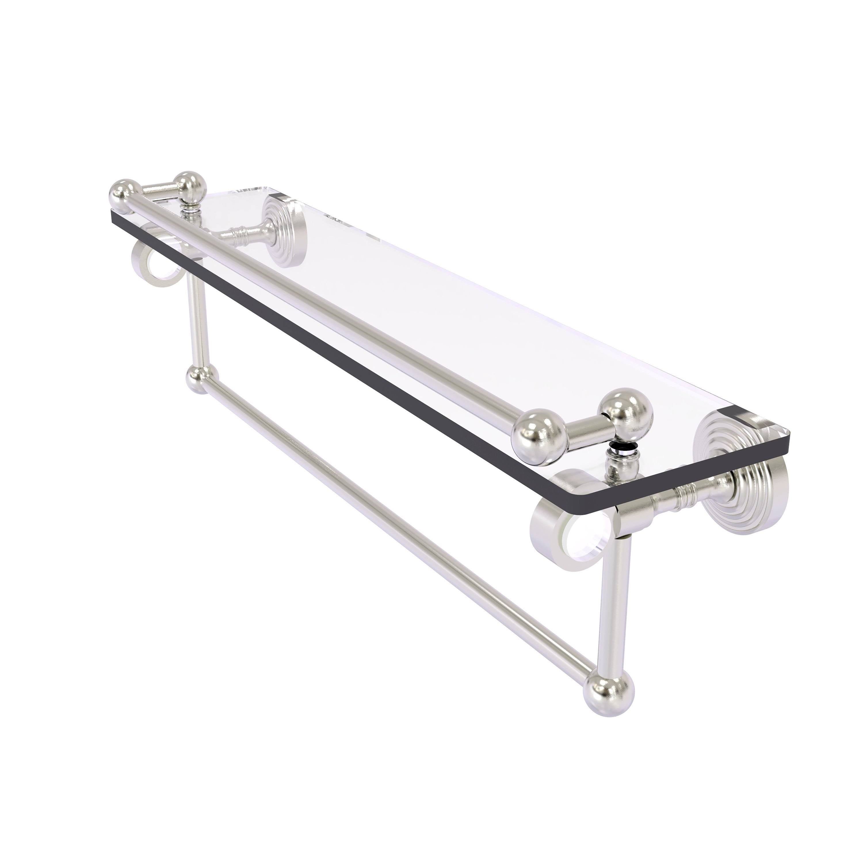 Satin Nickel Glass Shelf with Gallery Rail and Towel Bar W37120