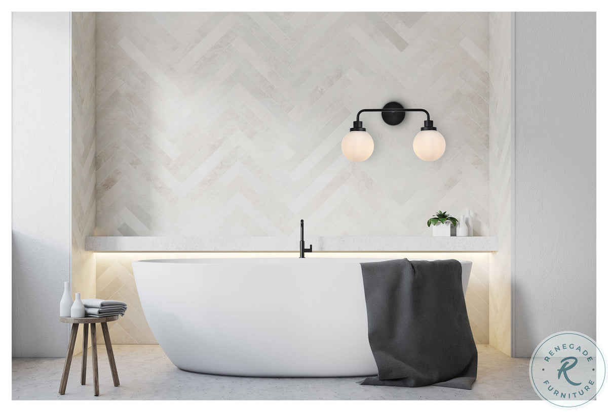 Black 2 Lights Bath Sconce with Frosted Shade K45677