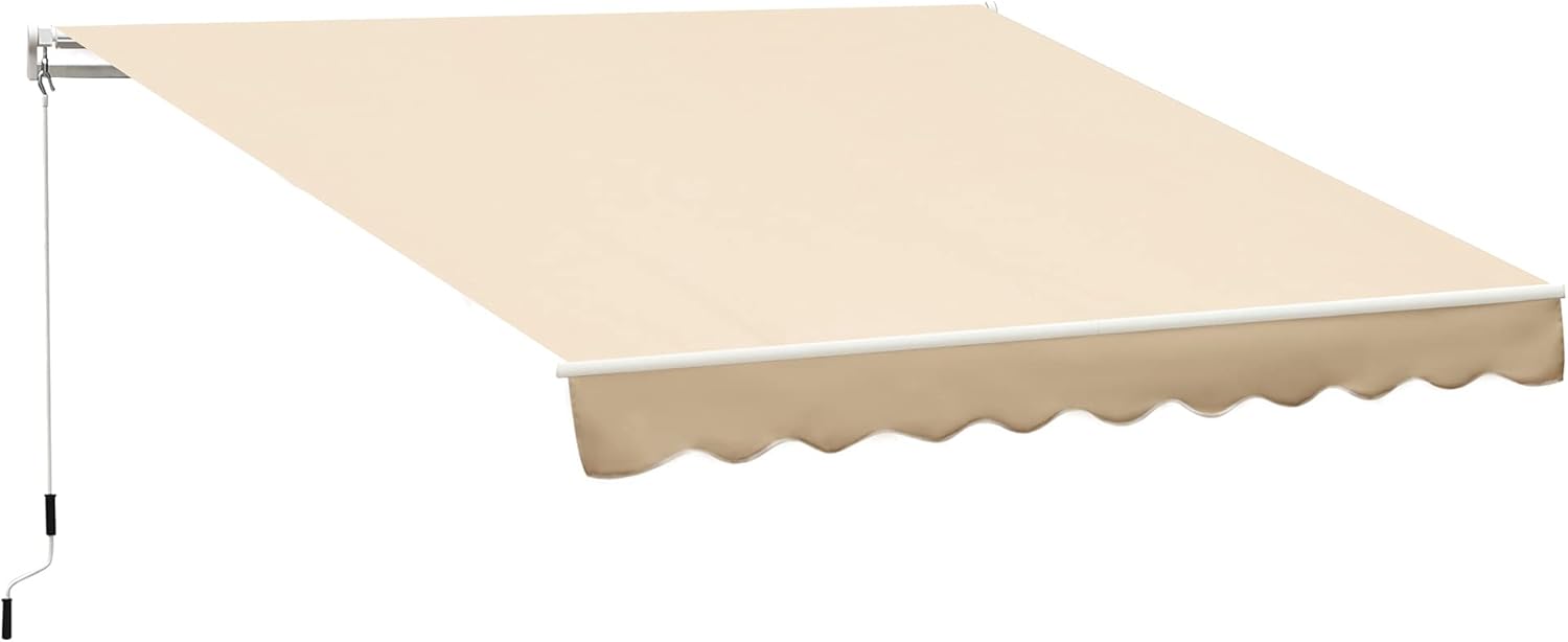 10' x 8' Manual Retractable Awning with UV Protection, Red Stripe C345235
