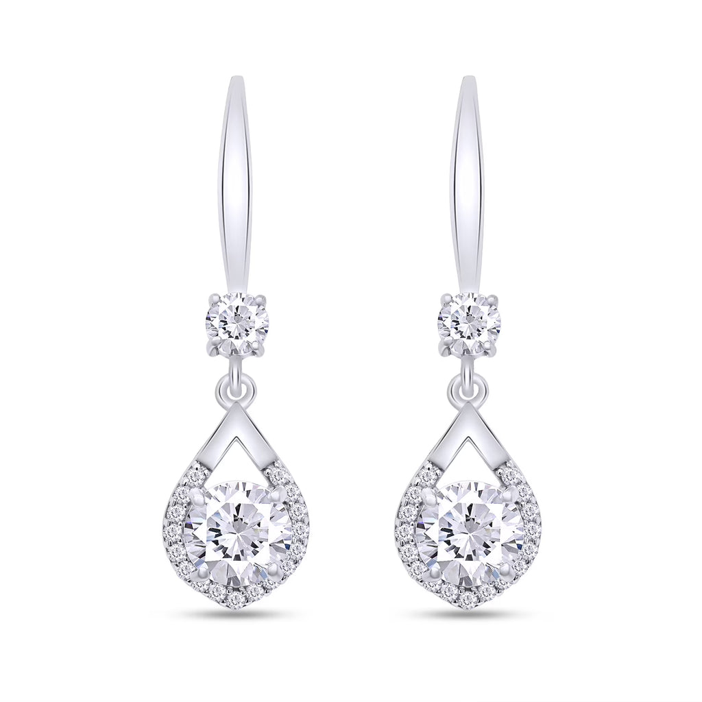 2CT Moissanite Dangle Earrings, D Color Ideal Cut Lab Created Diamond 18K White Gold Plated 925 Sterling Silver Mermaid Tear Drop Earrings D8922