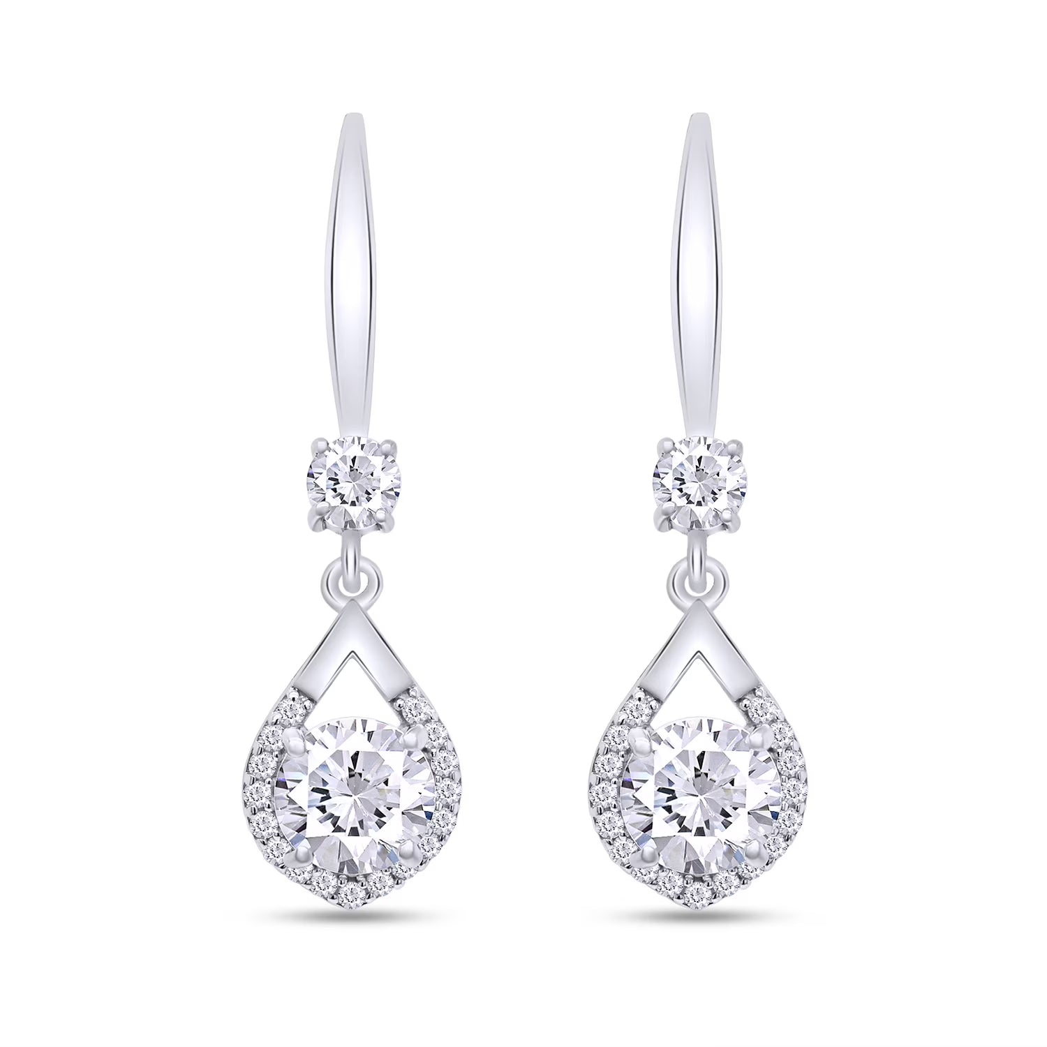 2CT Moissanite Dangle Earrings, D Color Ideal Cut Lab Created Diamond 18K White Gold Plated 925 Sterling Silver Mermaid Tear Drop Earrings D8922