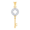 Two Tone Gold CZ Key Charm Pendant Necklace N7162
