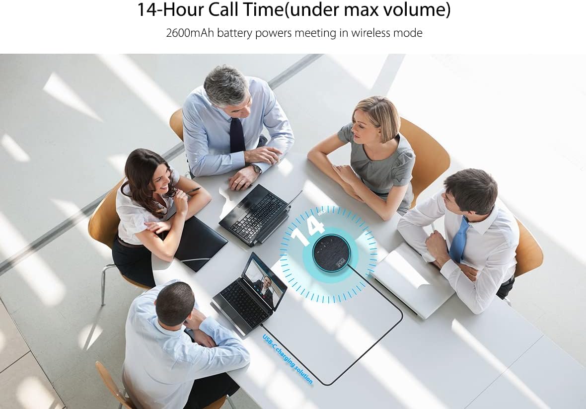 Bluetooth Conference Speaker with USB-C and Aux Cables J2135