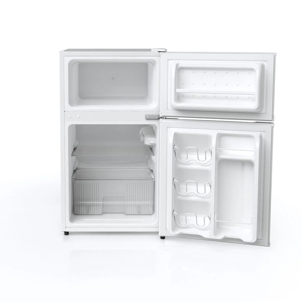 White Two Door Compact Refrigerator F7614
